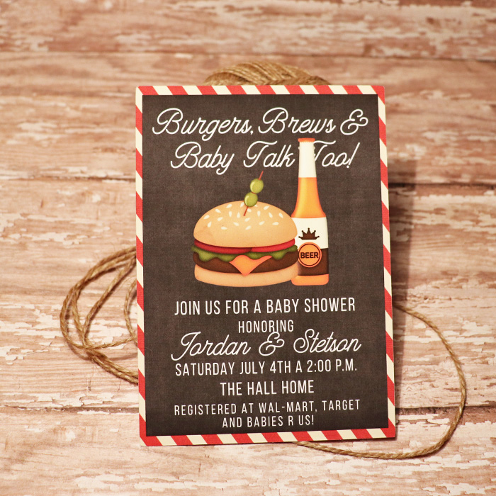 Burgers and Beers Baby Shower invite