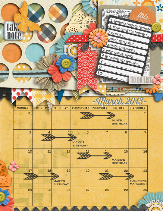 Calendar March 2013