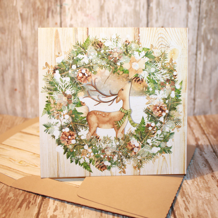 Christmas Reindeer Wreath with matching envie