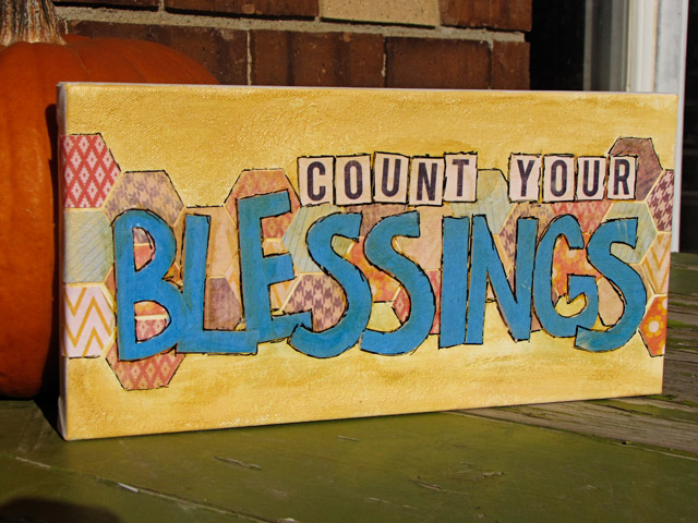 Count Your Blessings mixed media canvas