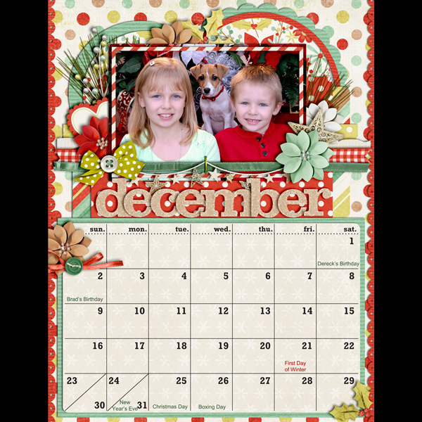 December Calendar Page