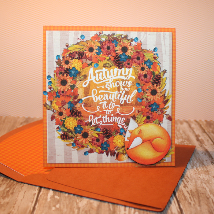 Fall Wreath Card with matching envie