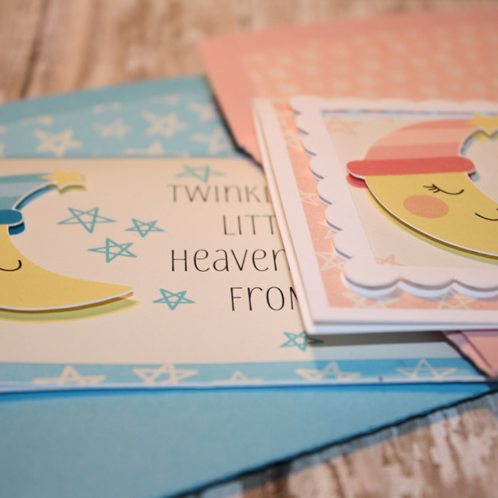 Girl and Boy Baby card with matching envelopes