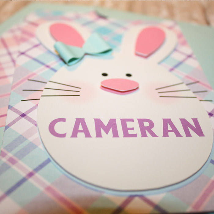 Girl Easter card with matching envie