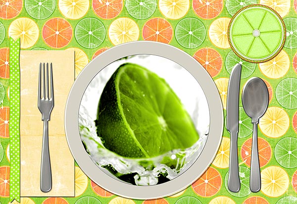 GREEN! - Citrus fruits placemat set