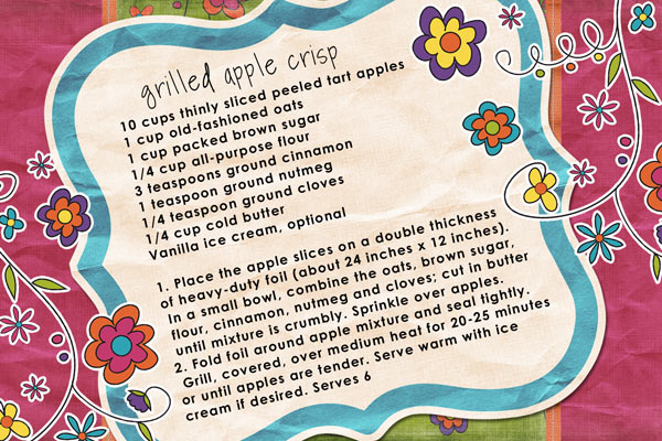 grilled apple crisp recipe card