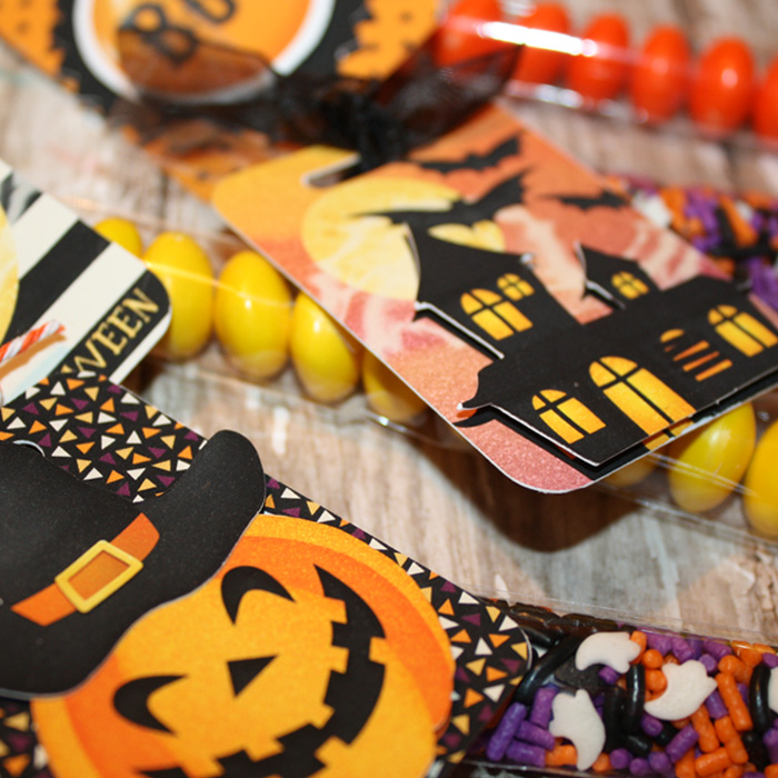 Happy Halloween Treat tags close up