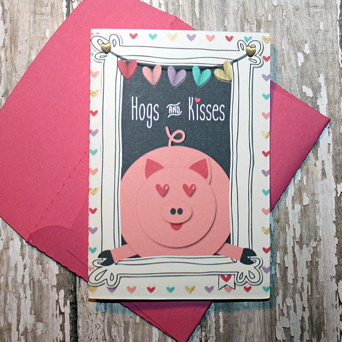 Hogs and Kisses Valentine card