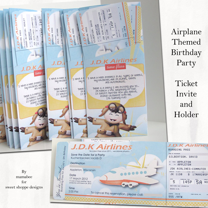 Hybrid - Airplaine Ticket birthday invite