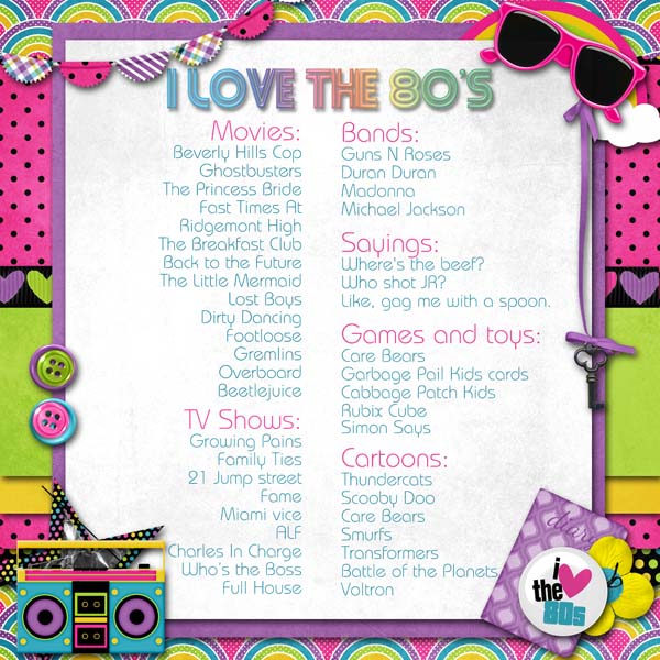 I love the eighties