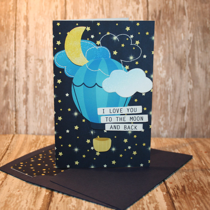 I love you to the moon and back card with matching envie