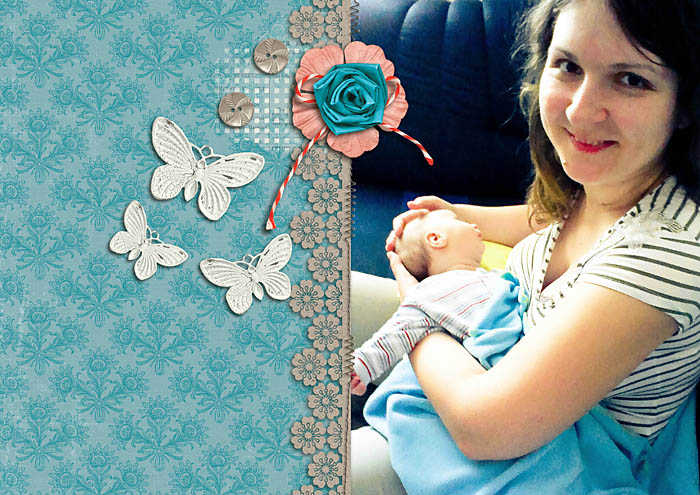 In mother's arms
