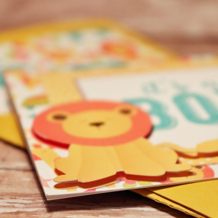 It's A Boy card with matching envie