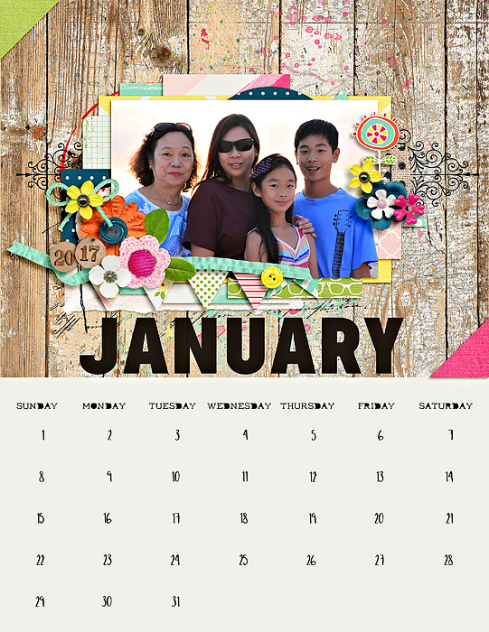 jan 2017 calendar