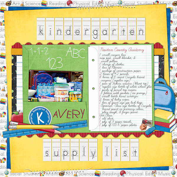 Kindergarten Supply List
