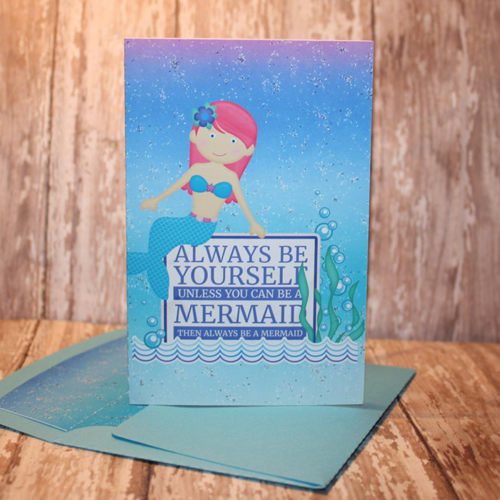 Mermaid card with matching envelope