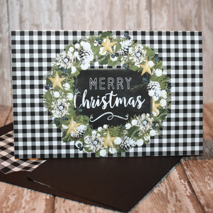 Merry Christmas Wreath Card with Matching Envie
