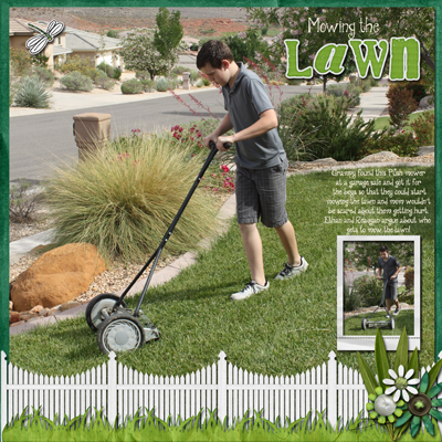 mowing the lawn