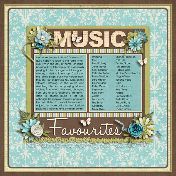 Music favourites (left page)