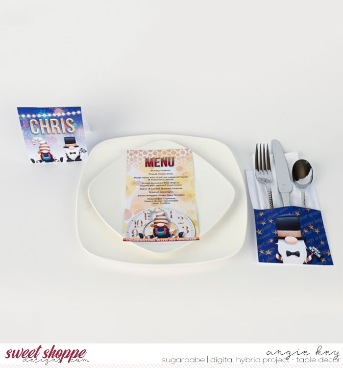 New Year's Eve Table Decor - Menu, Place Card & Utensil Holder