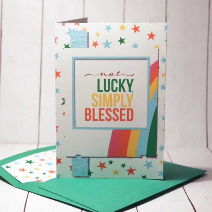 Not Lucky Simply Blessed card with matching envelope