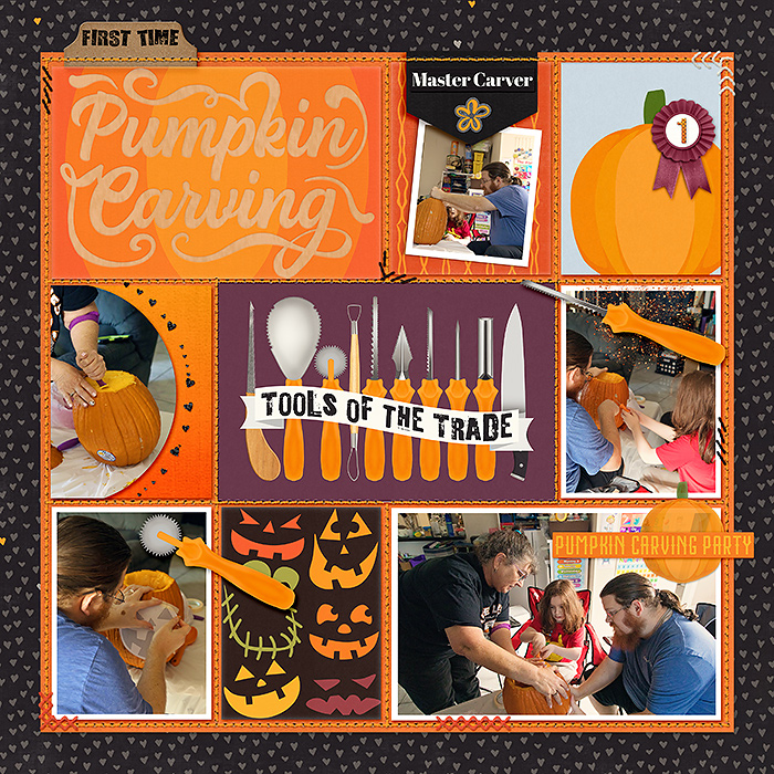 October 2025 - first time pumpkin carving - left