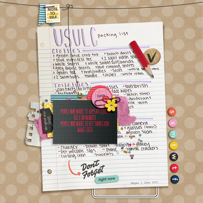 packing list