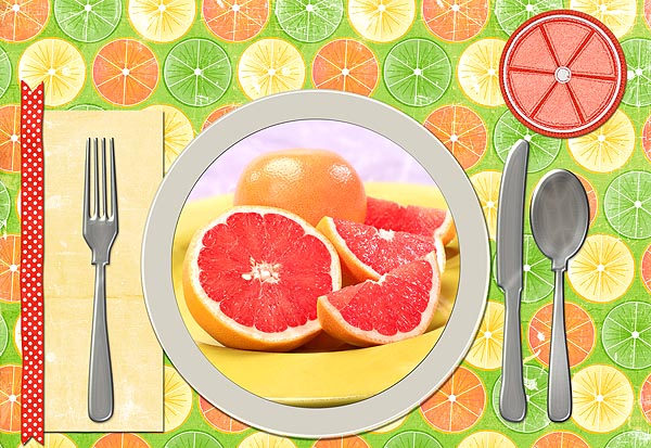 PINK! - Citrus fruits placemat set