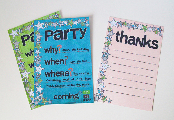 Postcard invites and thank you's.