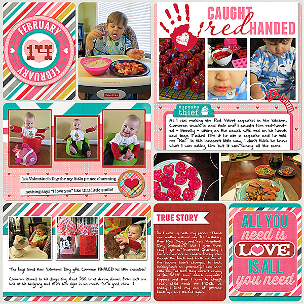 Project Life 2014 (Week 7, Day 5): Valentine's Day 2014 - Caught Red Handed