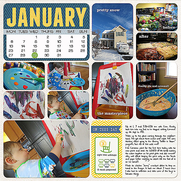 Project Life (week 5, day 3): Snow Day Painting and Cooking
