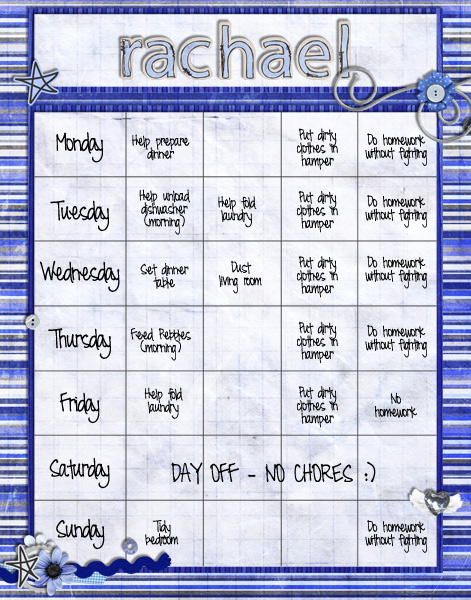 Rachael's Chore Chart