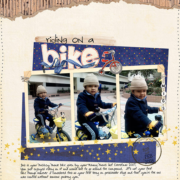 riding on a bike...