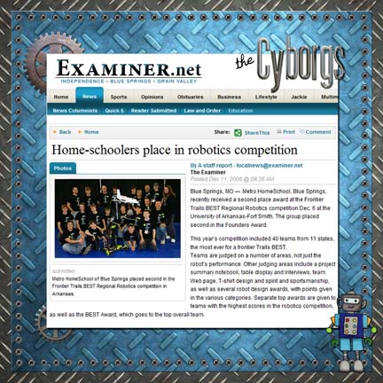 Robotics 2009: Home-schoolers place in Robotics Competition