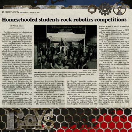 Robotics 2009:  Homeschoolers Rock Robotics
