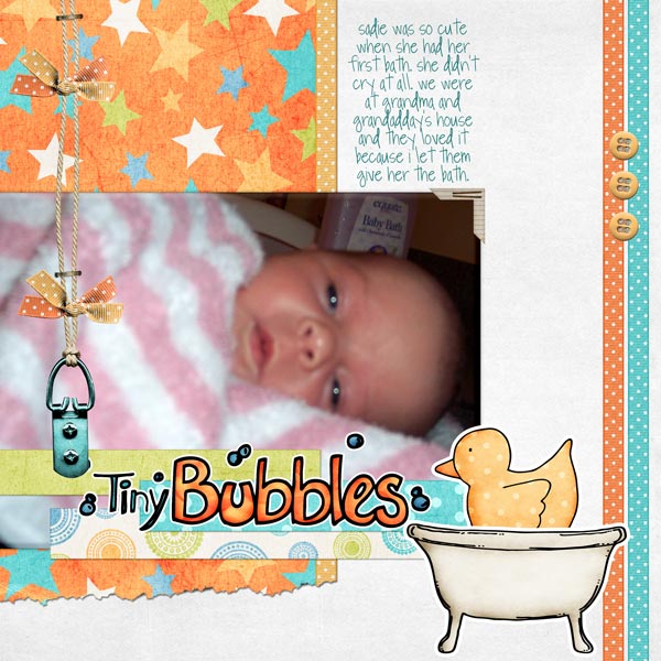Sadie's first bath