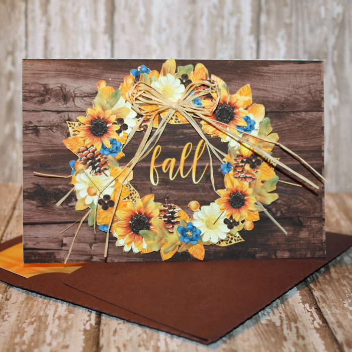 Season of Change wreath card w/matching envie