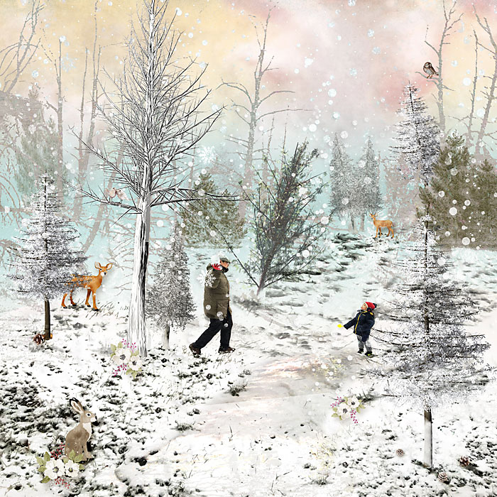 Snowy woodland