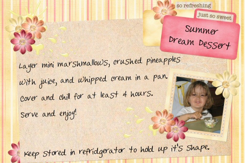 Summer Dream Dessert recipe card