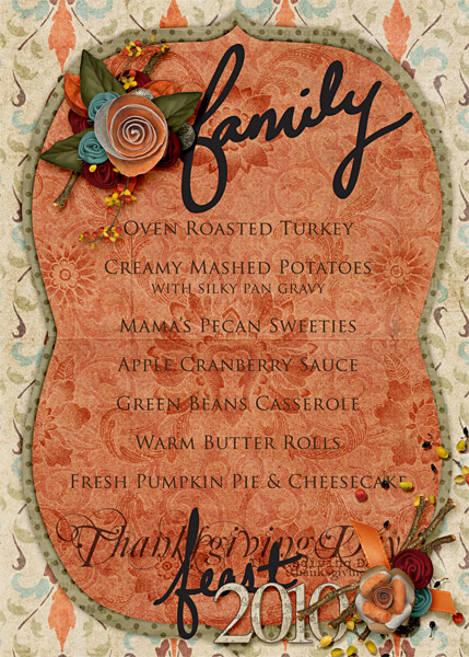 Thanksgiving Day Menu