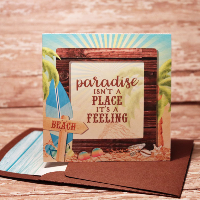 This is Paradise card with matching envie