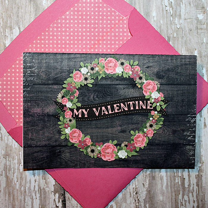 Valentine Wreath Card with matching envi