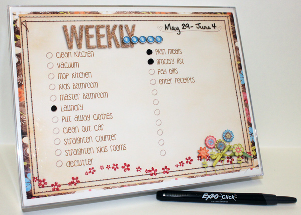 Weekly Tasks Dry Erase Board