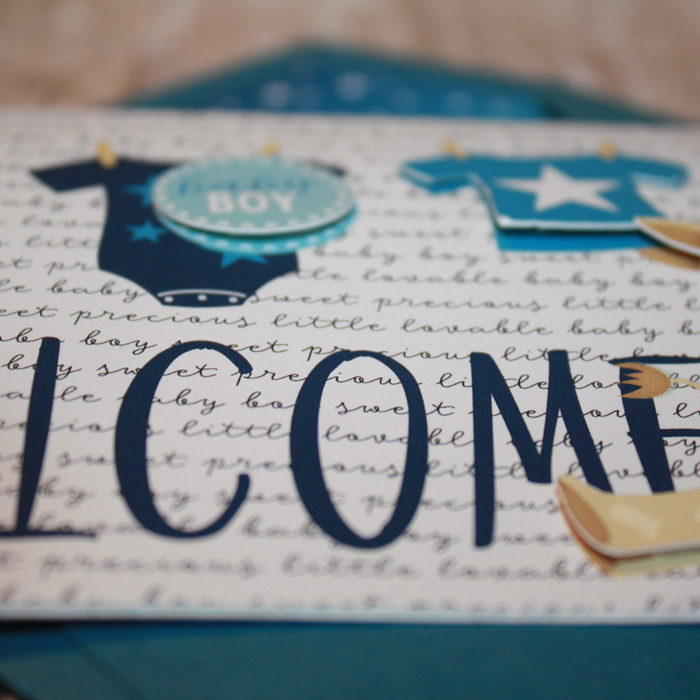 Welcome Baby clothes line with matching envie