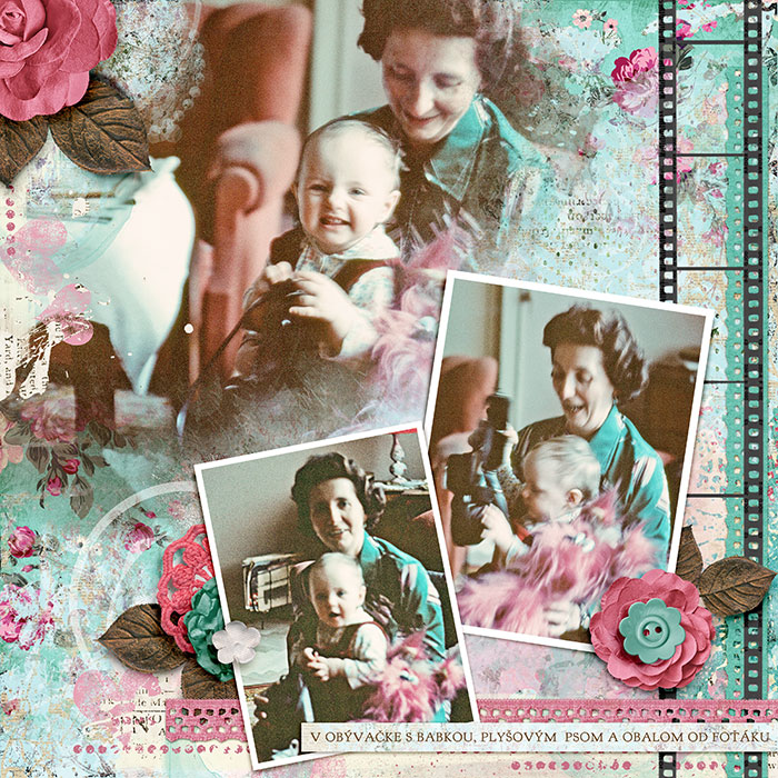 With Grandma, plushy dog and camera case