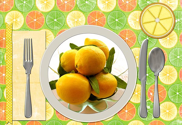 YELLOW! - Citrus fruits placemat set