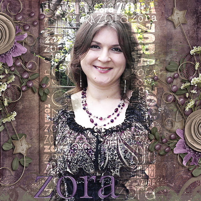 Zora, in purple